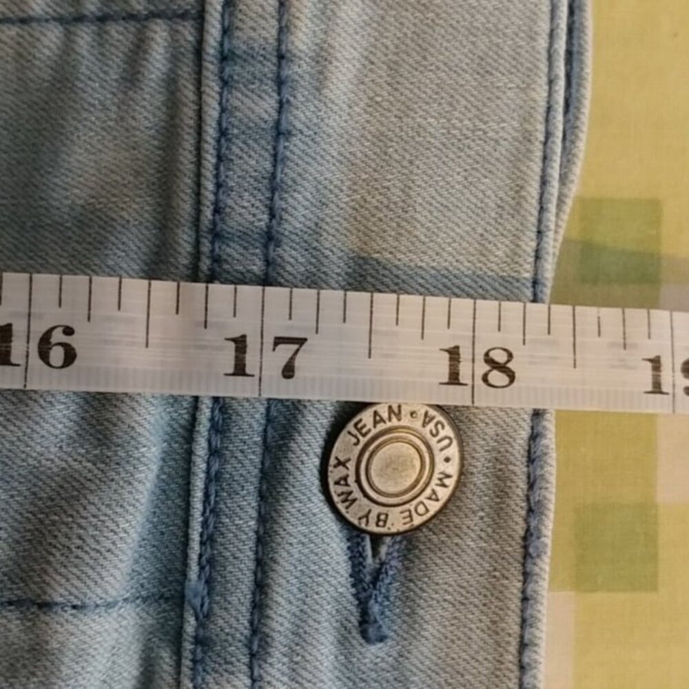 Wax Jean Women's Blue Button Down Western Designer Grunge Denim Vest Top Size M - Picture 5 of 7